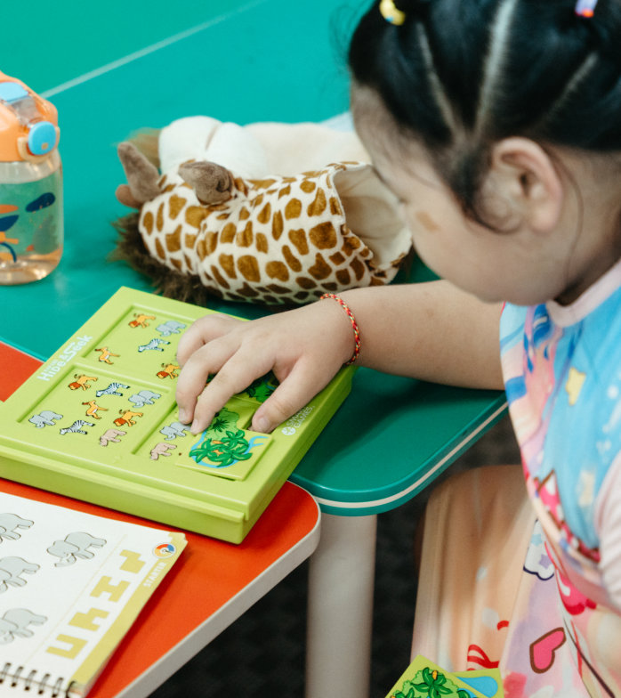 Joyful child learning